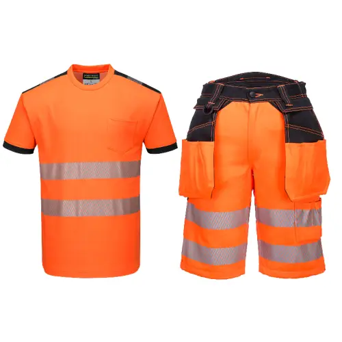 Ubranie robocze koszulka+szorty z kieszeniami kaburowymi PW3 PORTWEST (T181, PW343)